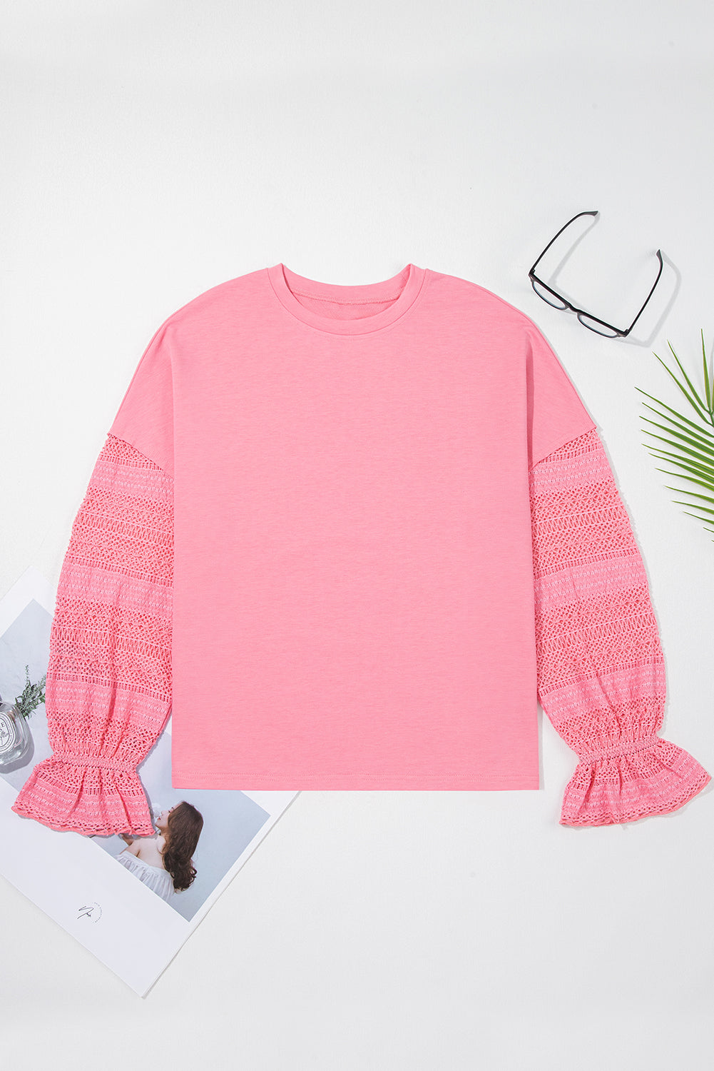 Pink Drop Shoulder Loose Sweatshirt