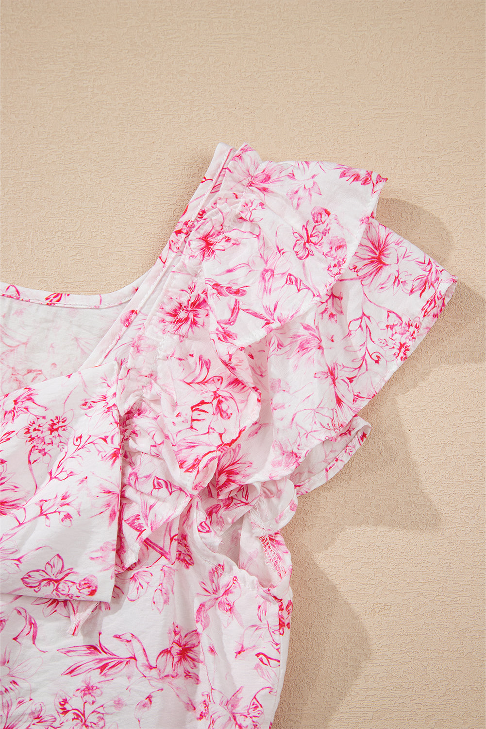 Pink Floral Ruffled Blouse