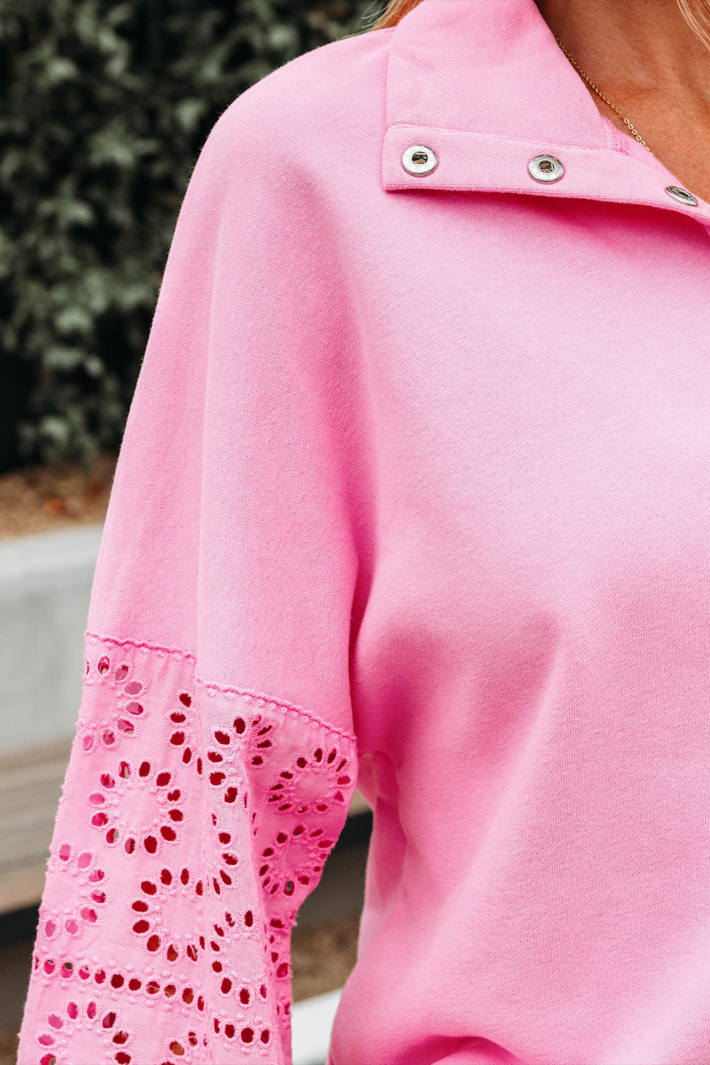 Embroidered Flower Pullover Sweatshirt