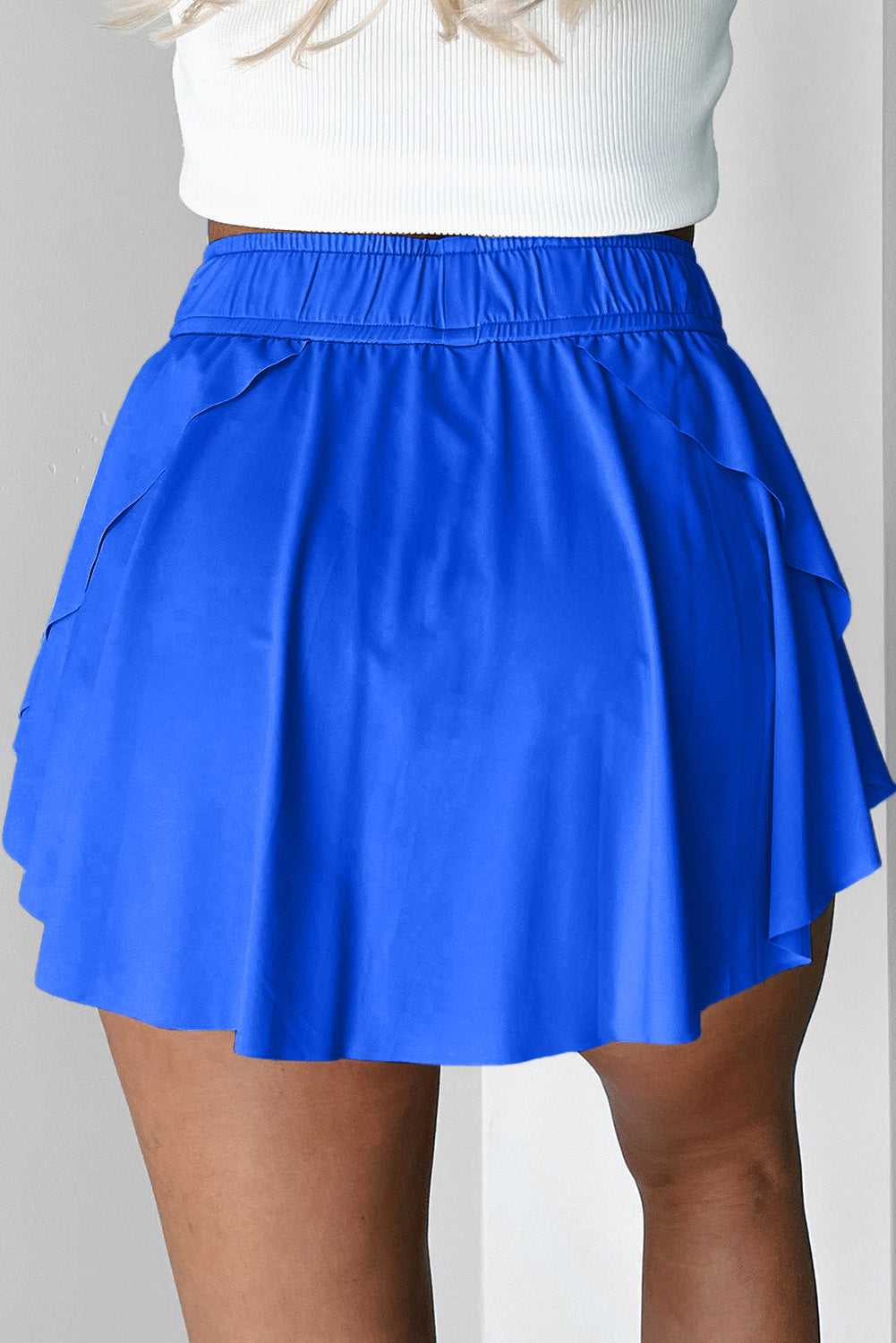 Sky Blue High Waist Lined Tennis Skorts