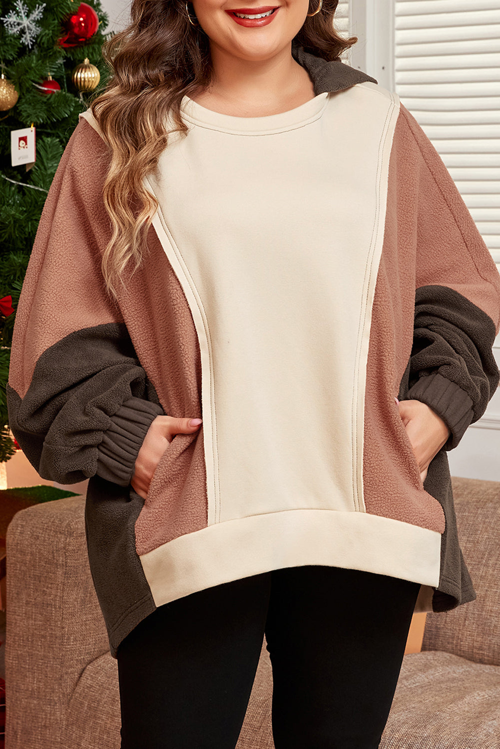 Brown Colorblock Hoodie