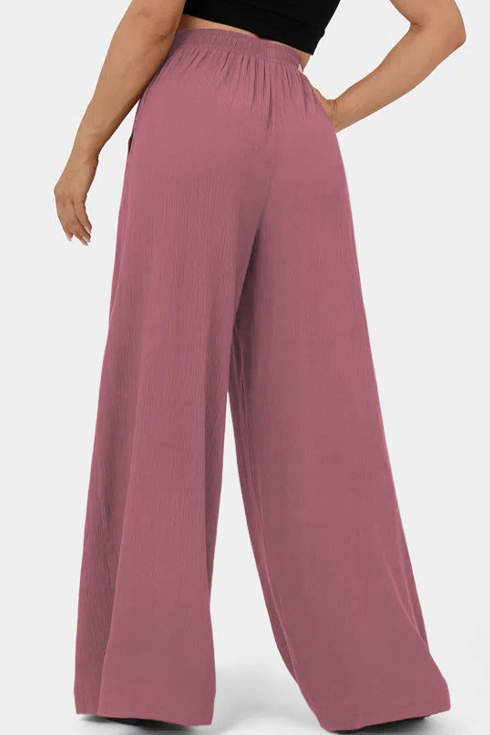 Rose Tan High Waisted Wide Leg Flowy Pants