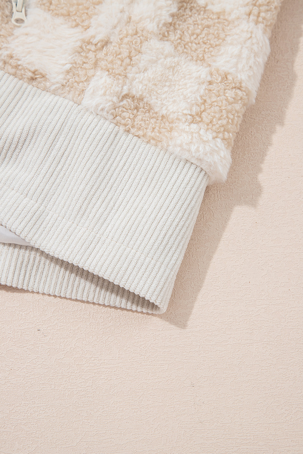 Khaki Checker Sherpa Jacket
