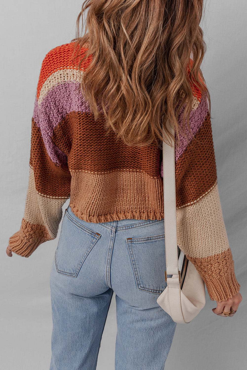 Multicolour Cropped Knitted Sweater