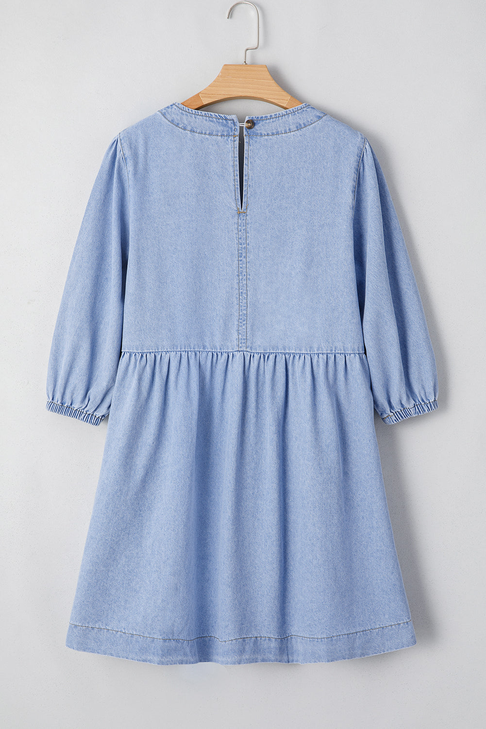 Blue Denim Button Babydoll Mini Dress