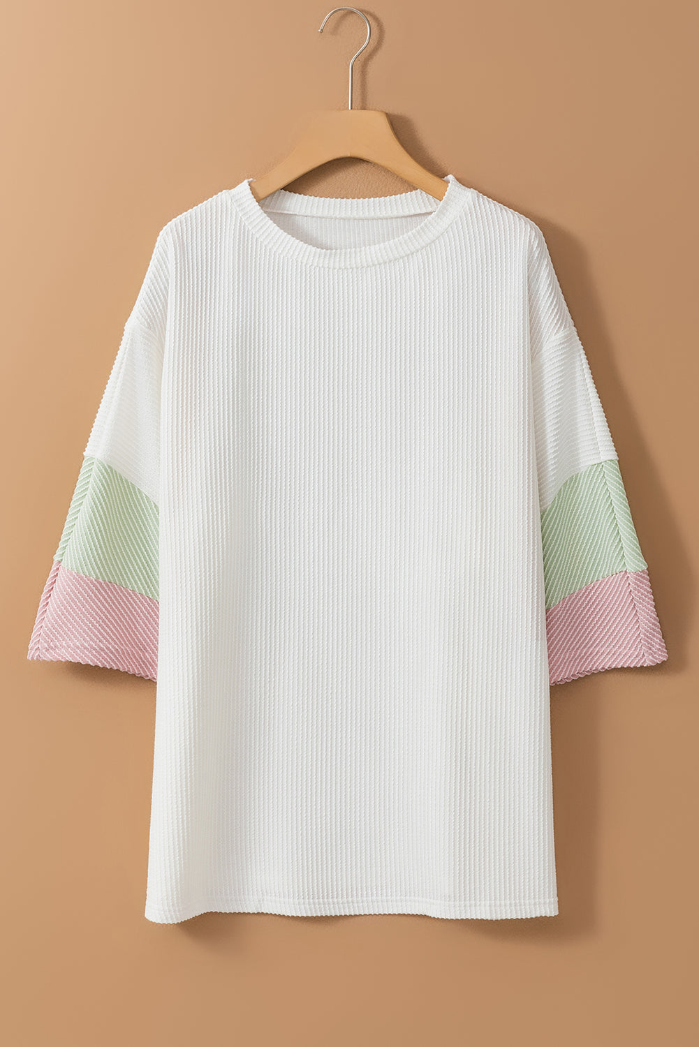 White Textured Colorblock Shirt