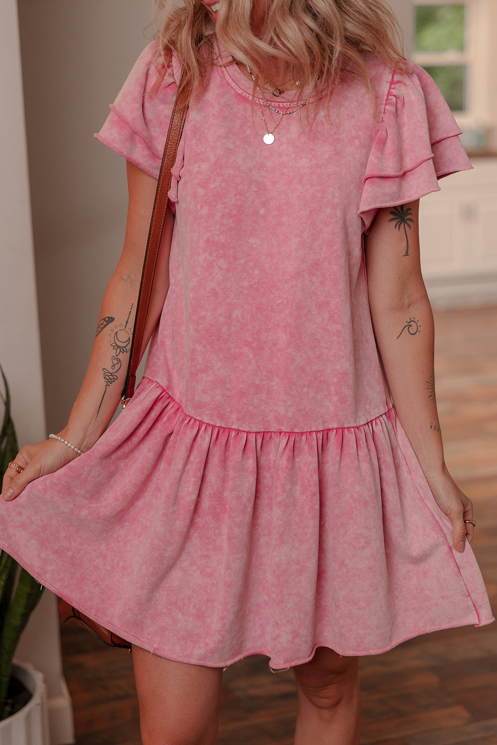Pink Mineral Wash Mini Dress