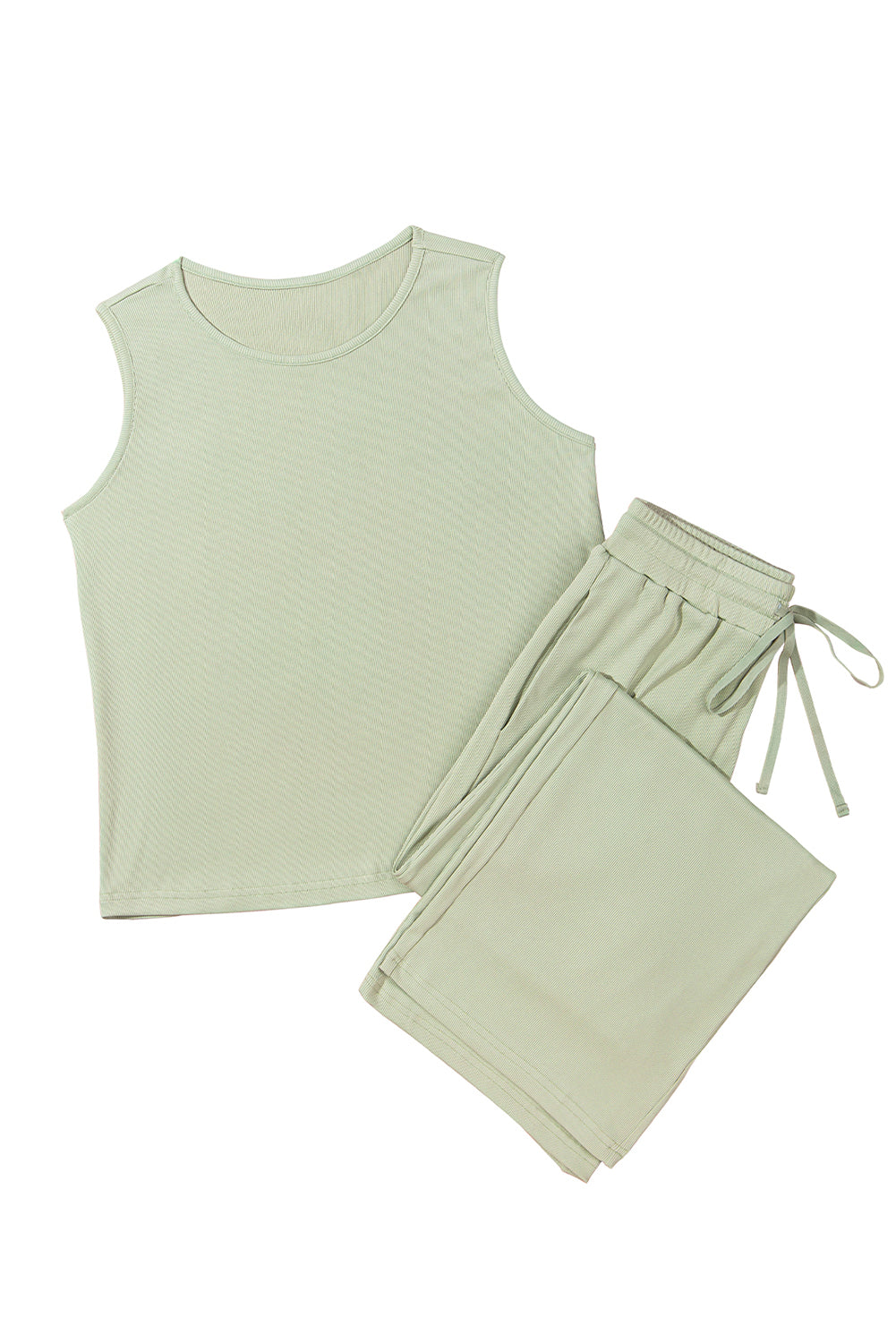 Smoke Green Tank Top and High Waist Pants Set