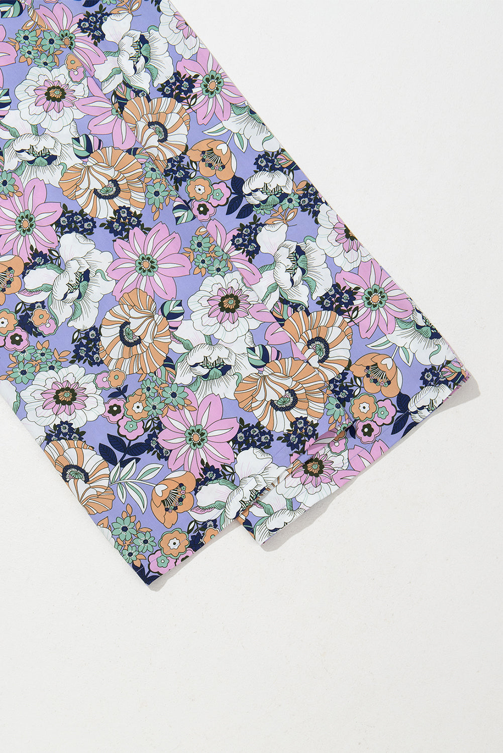 Purple Floral Print Smocked Jumpsuit