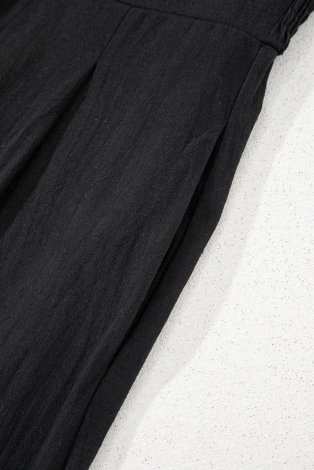 Black Smocked Wide Leg Jumpsuit