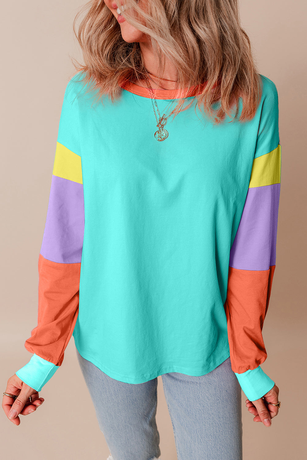 Light Blue Colorblock Top