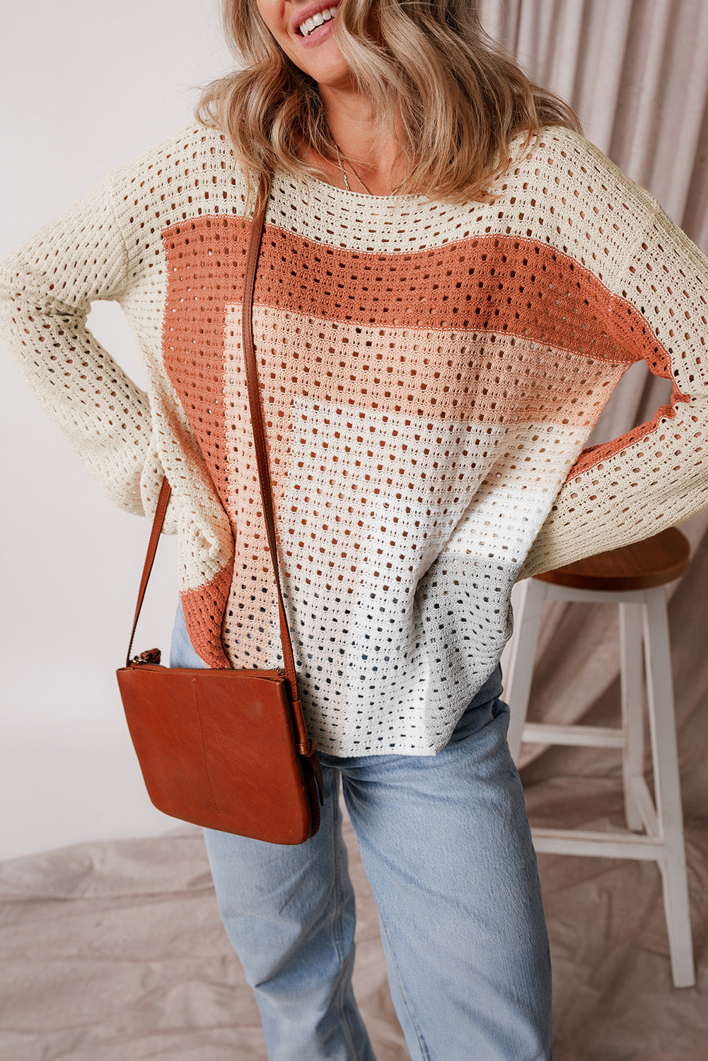 Apricot Baggy Sweater Top