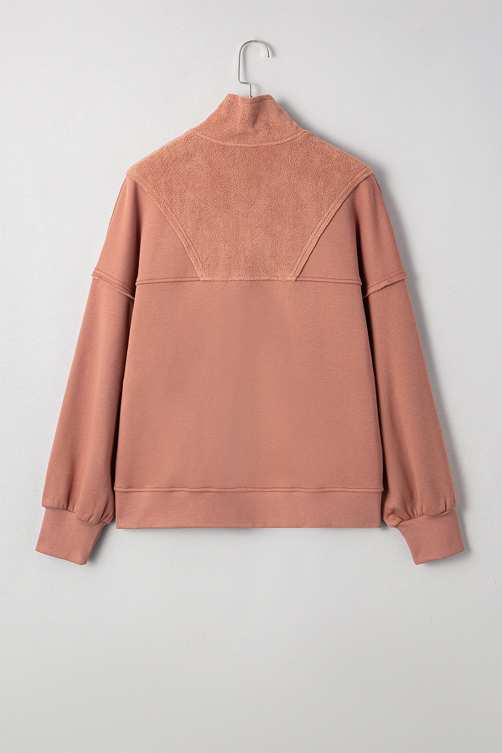 Camel Half Zipper Baggy Sweatshirt