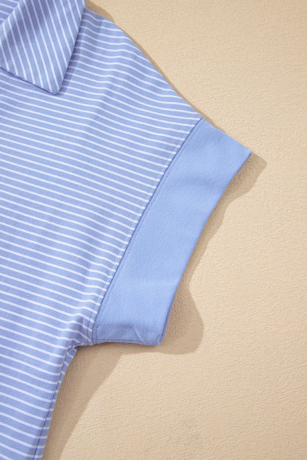 Sky Blue Stripe Shirt and Drawstring Shorts Set