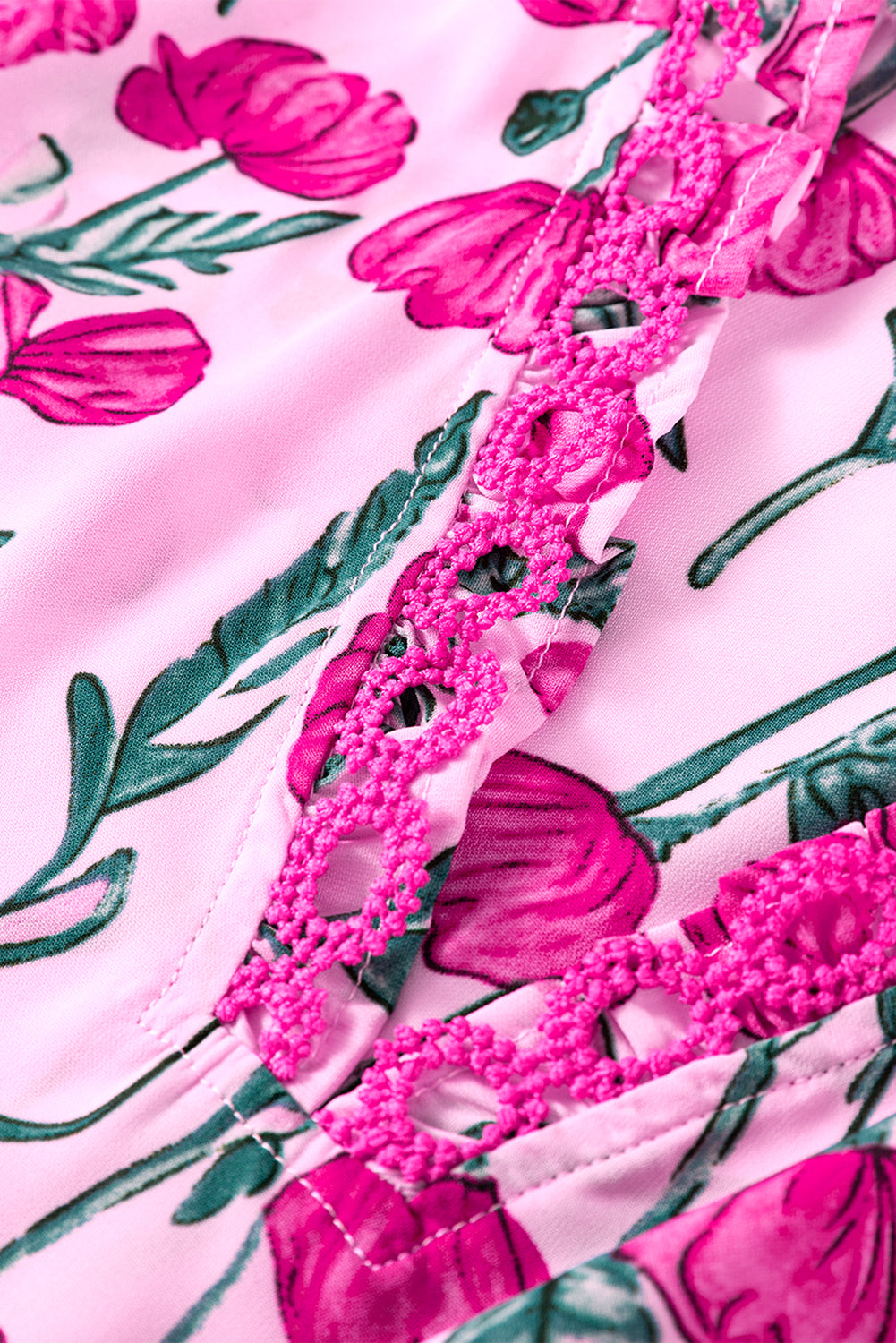 Pink Floral Lace Blouse