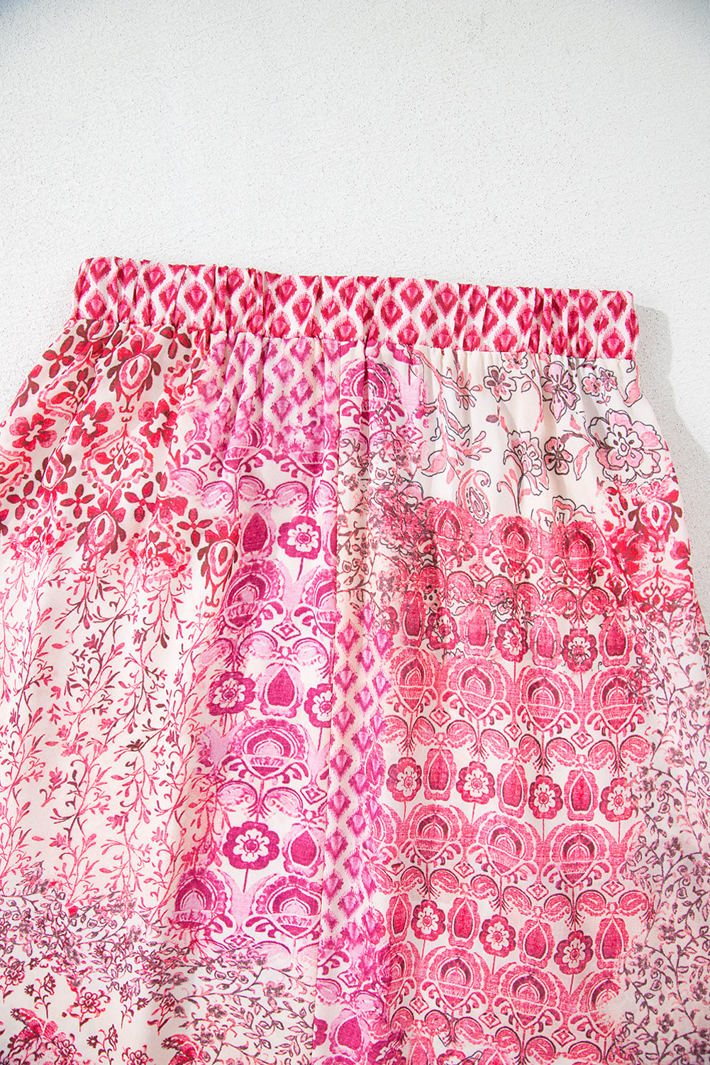 Red Boho High Waist Maxi Skirt