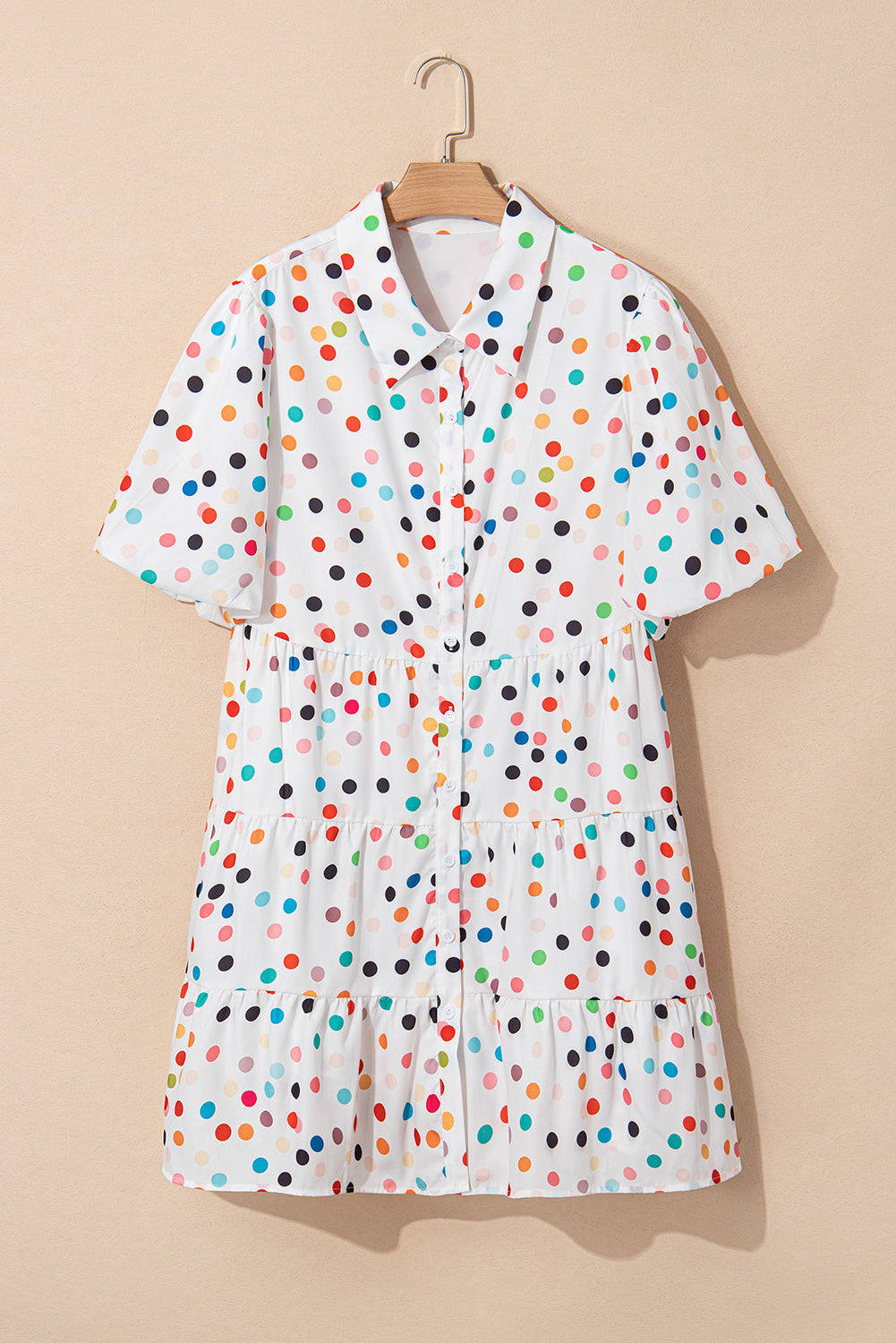 White Polka Dot Shirt Dress