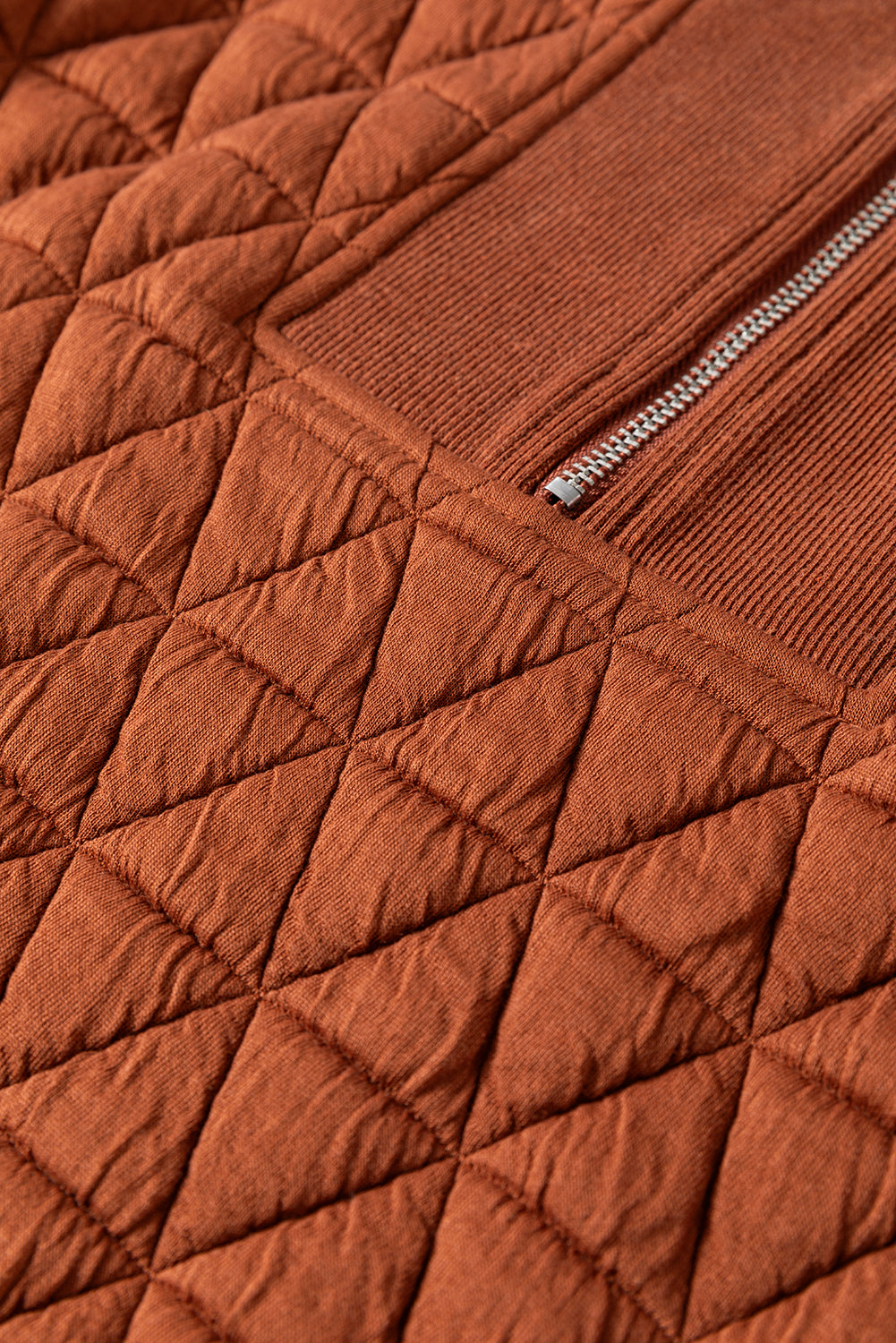 Quilted Half Zipped Loose Sweatshirt