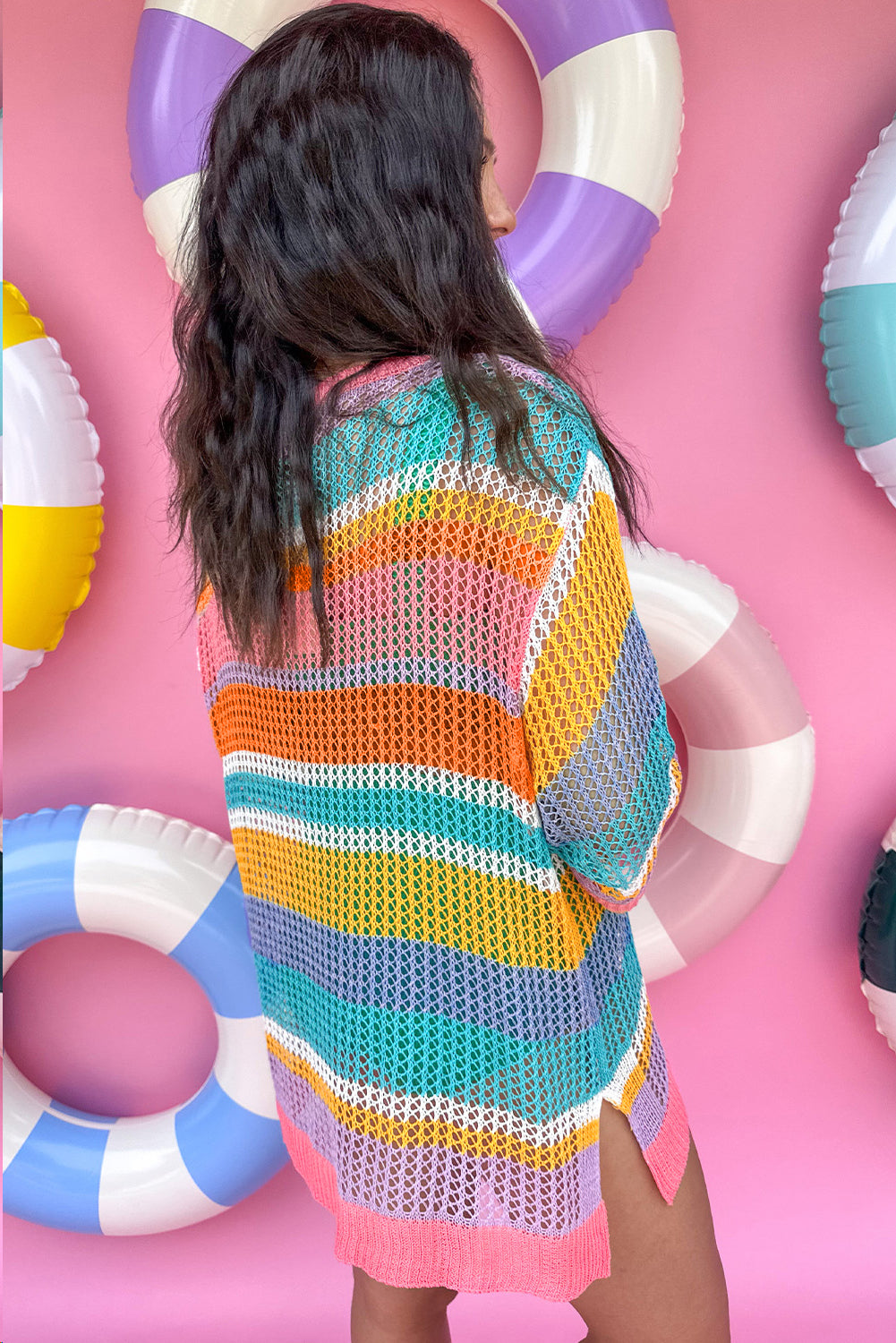 Pink Stripe Patch Pocket Top