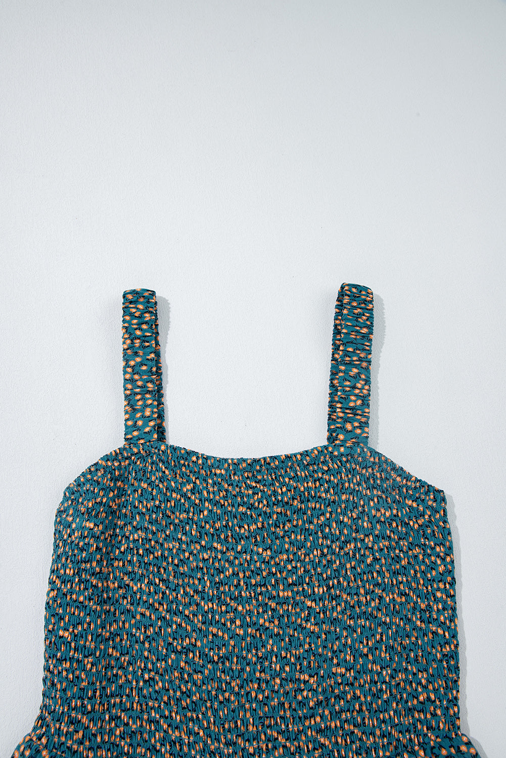 Green Floral Print Smocked Jumpsuit