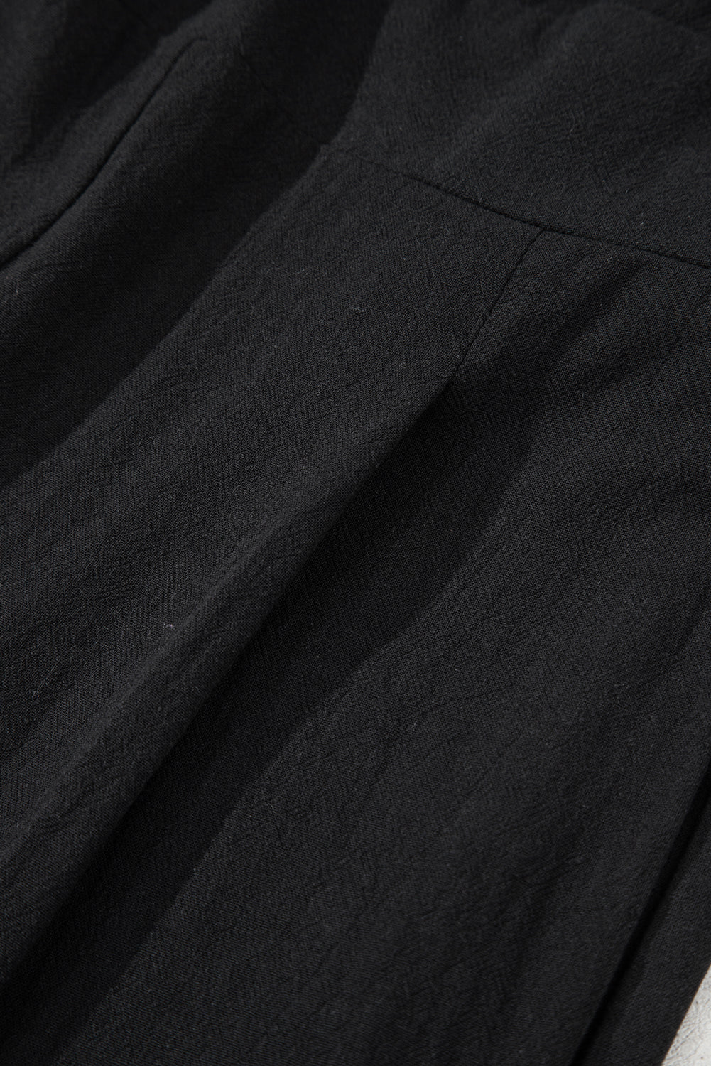 Black Smocked Wide Leg Jumpsuit