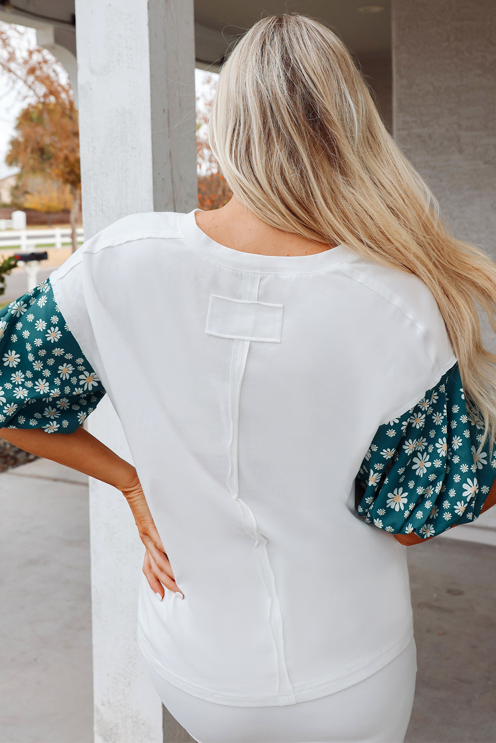 White Floral Oversized Top