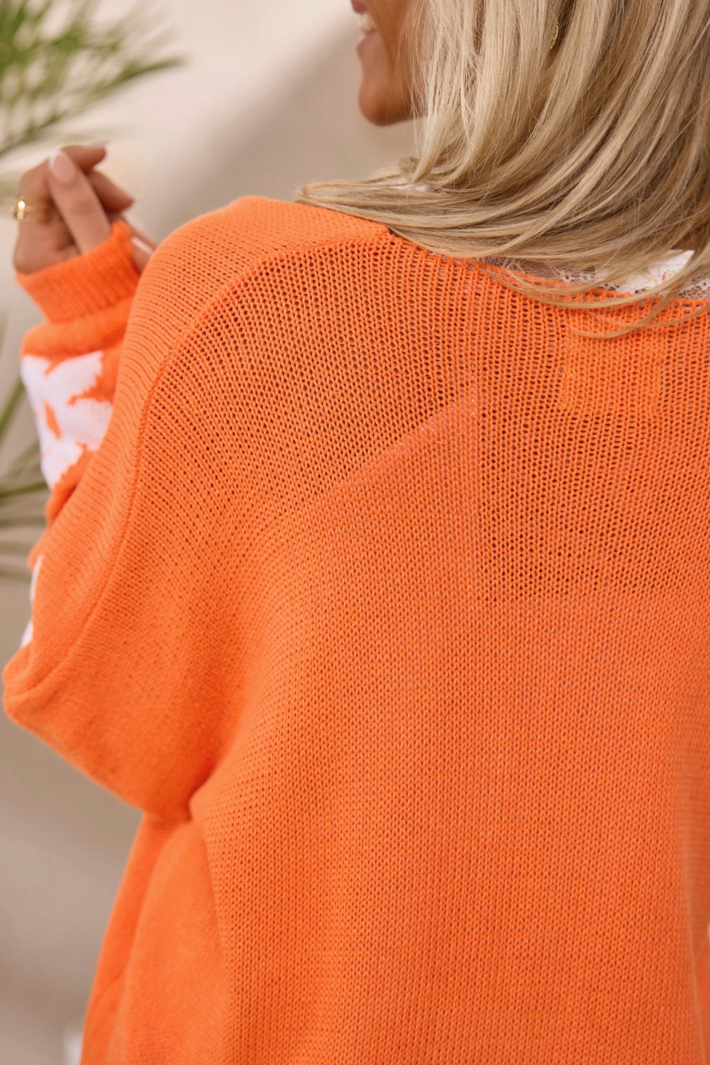 Orange Flower Pattern Cardigan