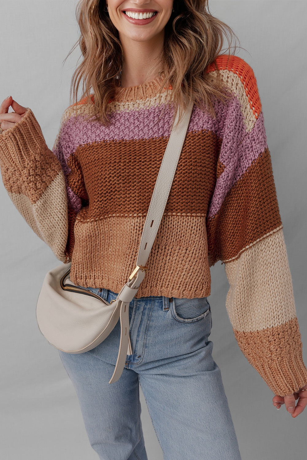 Multicolour Cropped Knitted Sweater