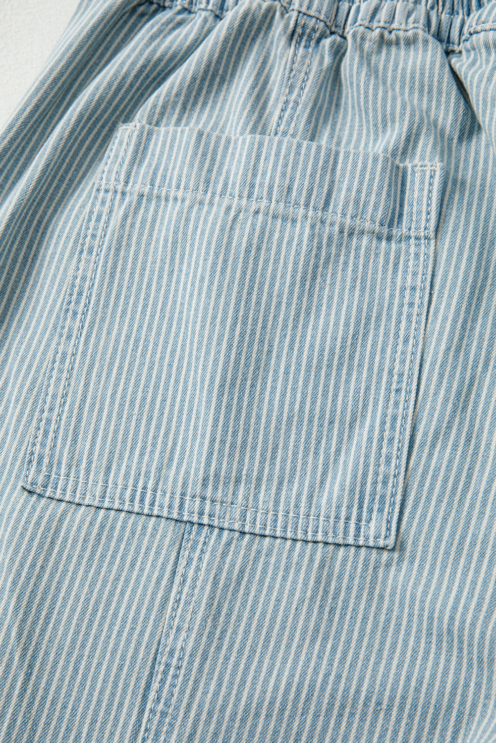 Blue Stripe Mid Rise Drawstring Jeans