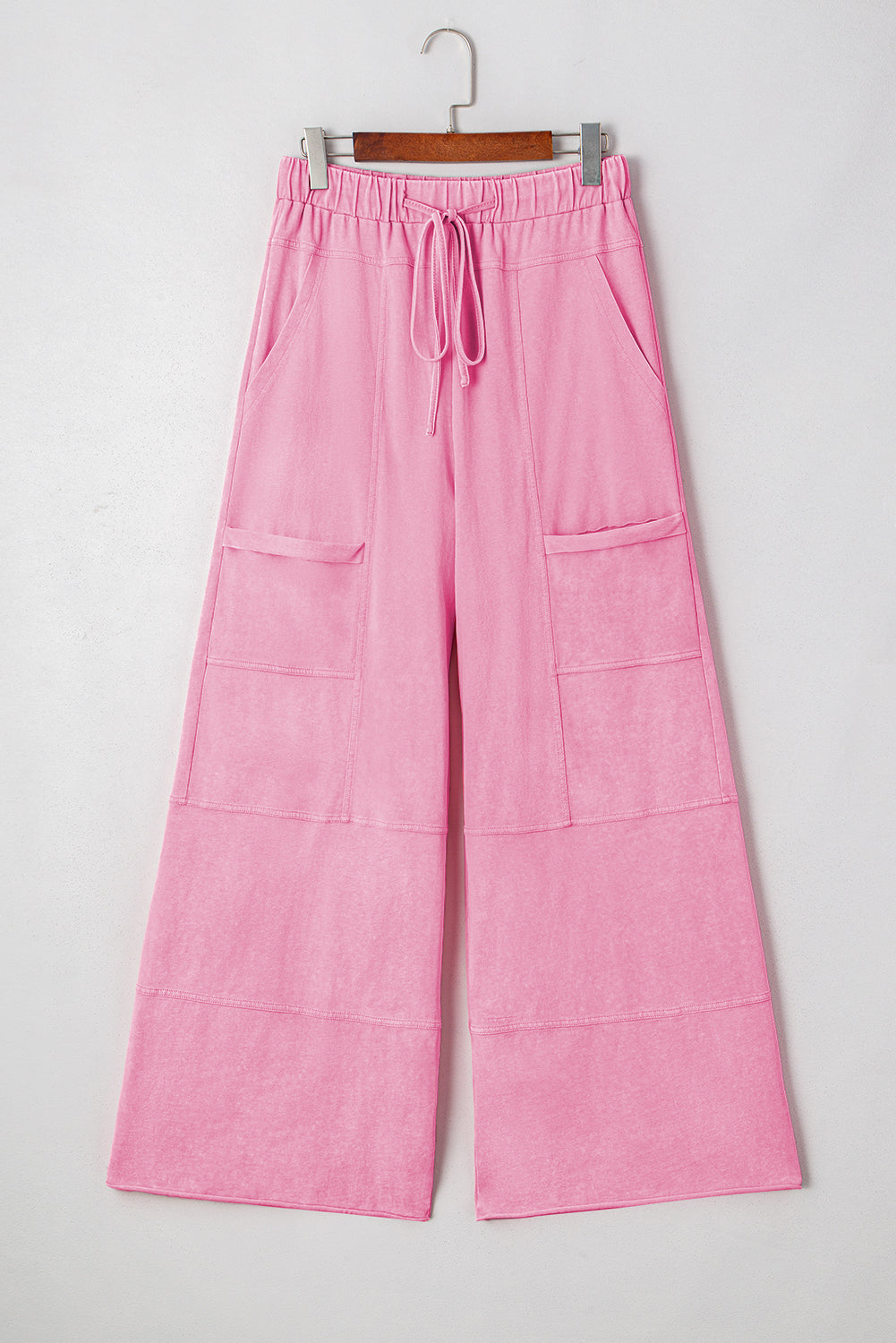 Pink Mineral Wash Wide Leg Cargo Pants