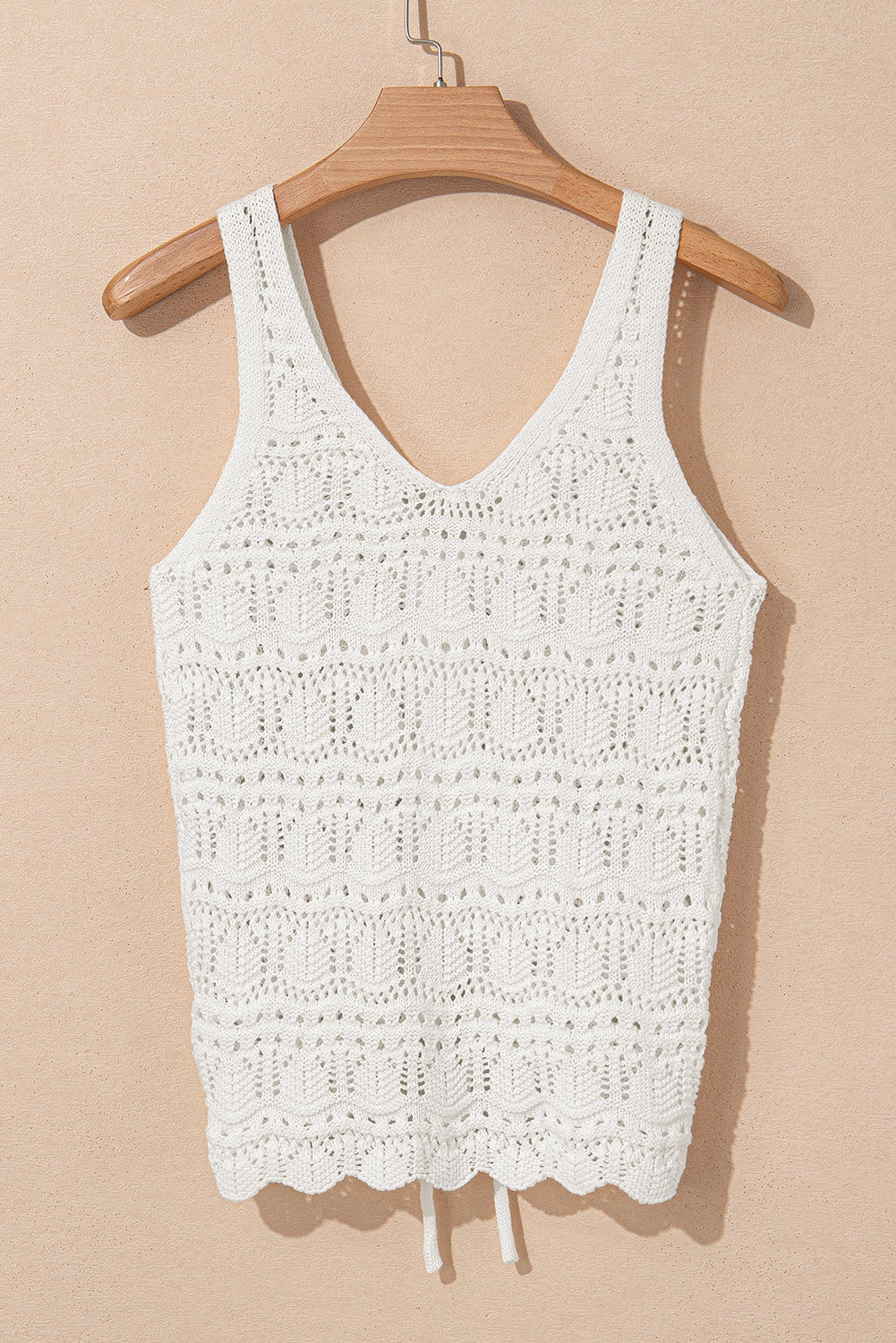 White Knit V Neck Vest