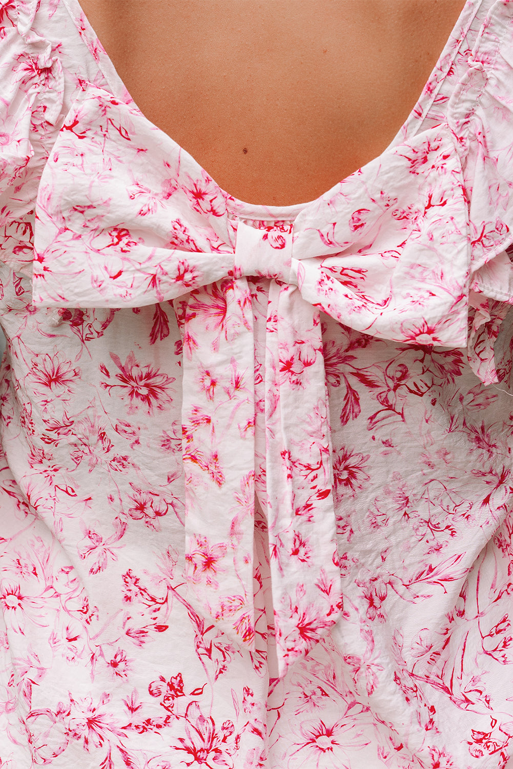 Pink Floral Ruffled Blouse