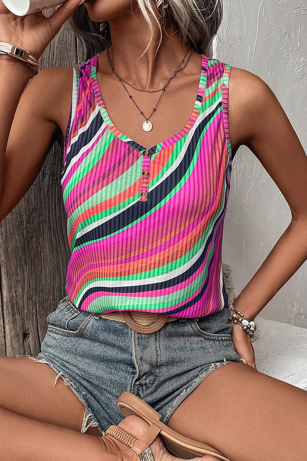 Purple Wavy Striped Top