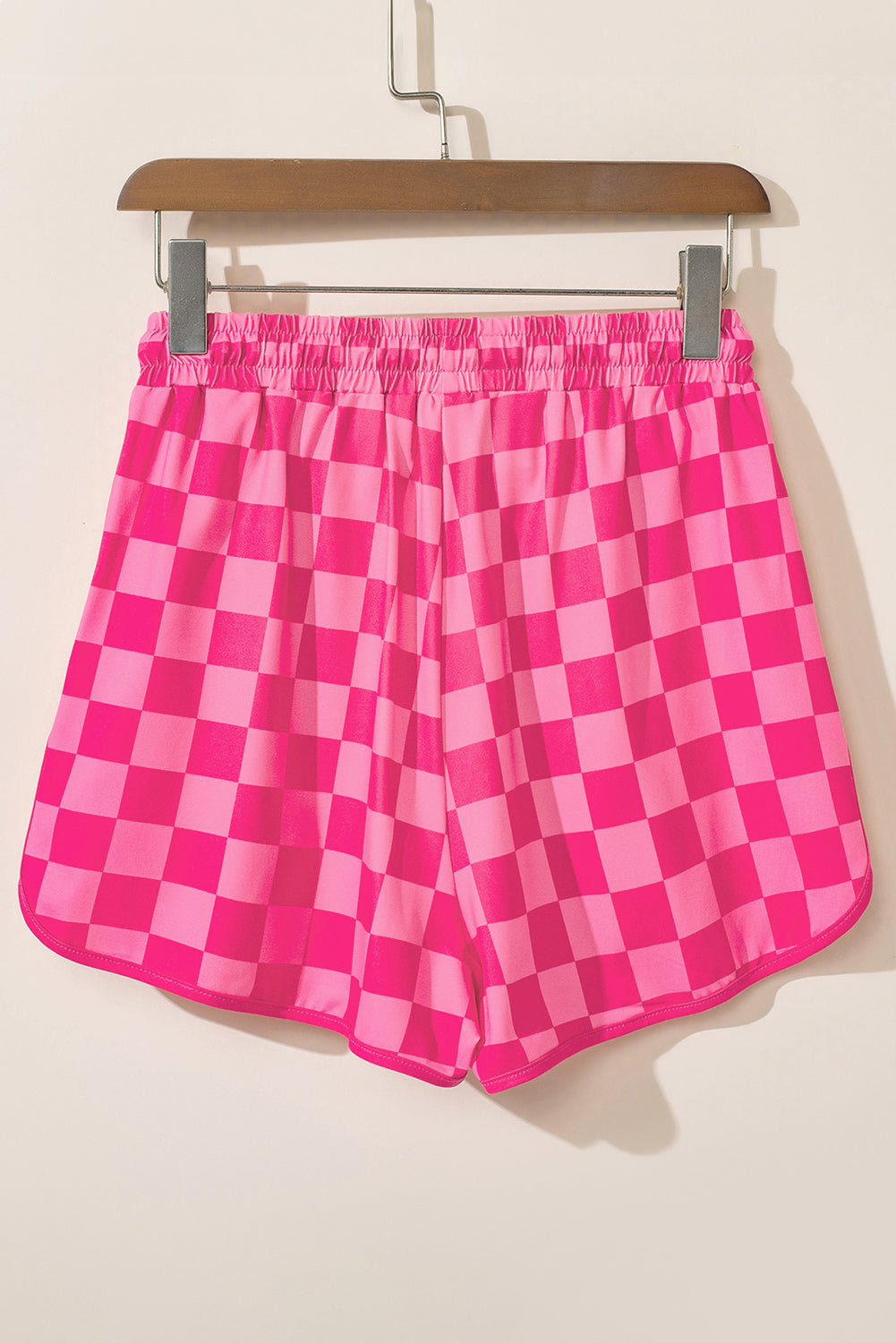 Rose Checkered Elastic Waist Shorts