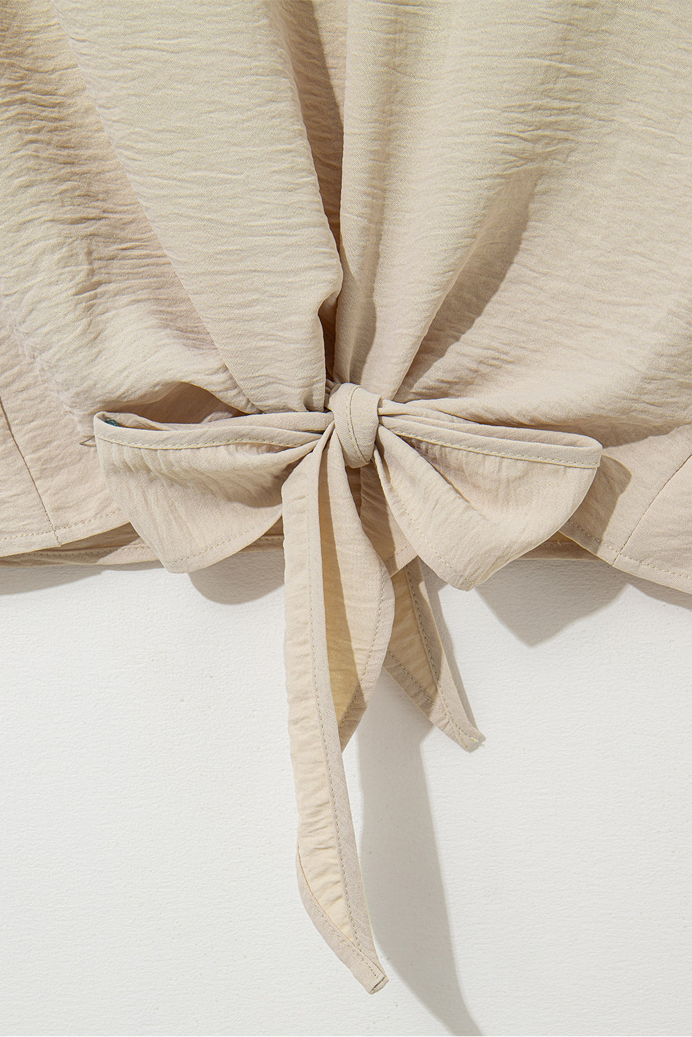 Parchment Knotted Short Sleeve Blouse