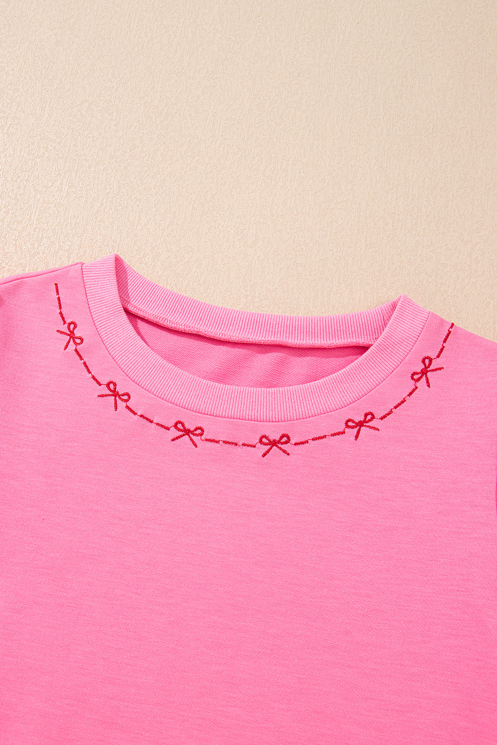Pink Contrast Bow Trim Pearl Set
