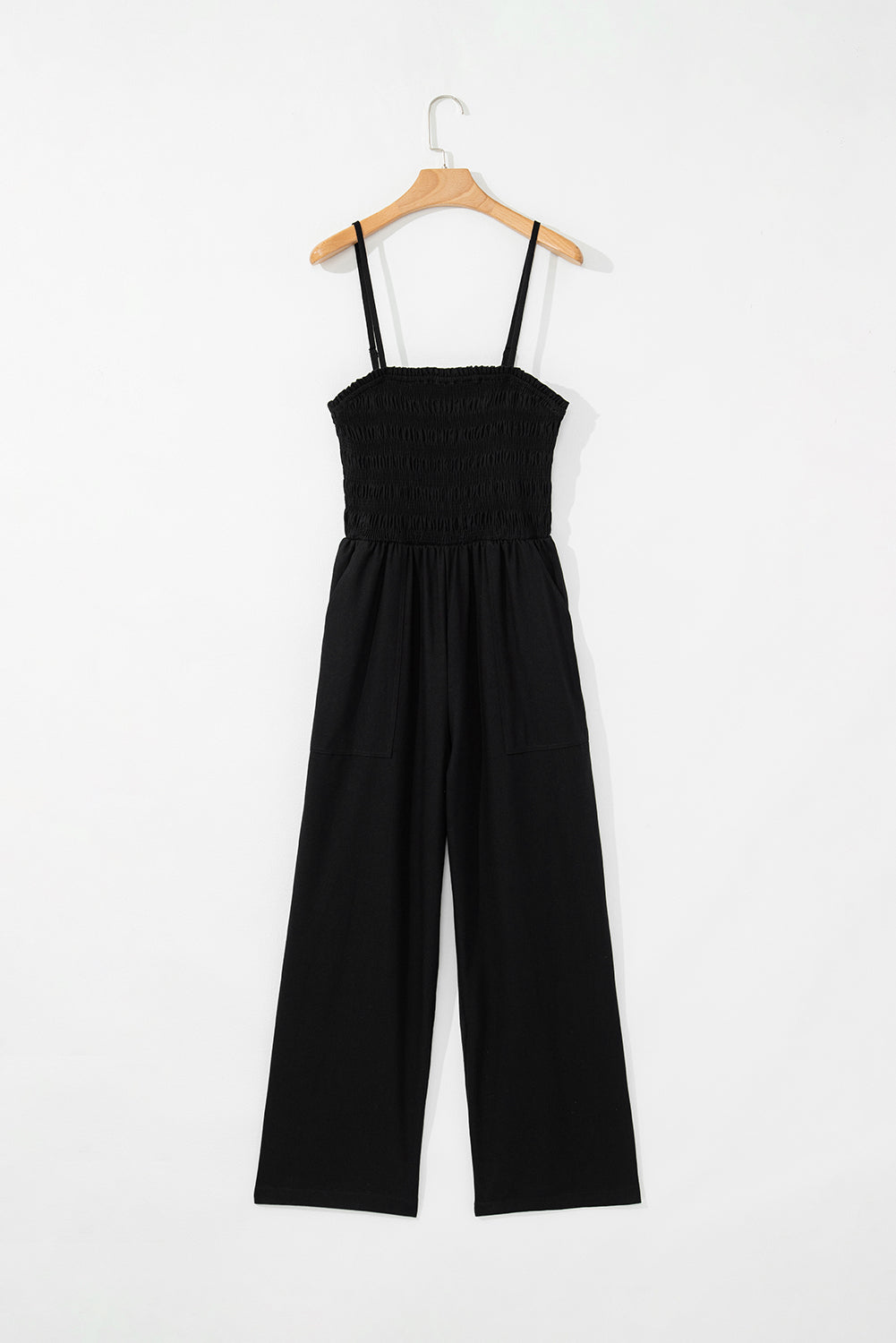 Black Spaghetti Straps Wide Leg Jumpsuit