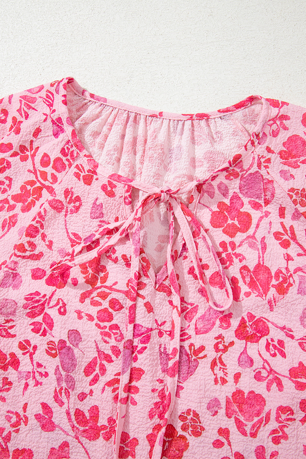 Pink Floral Puff Sleeve Blouse