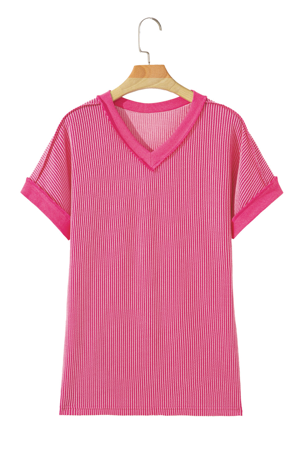 Rose Red Twisted Ribbed Tee