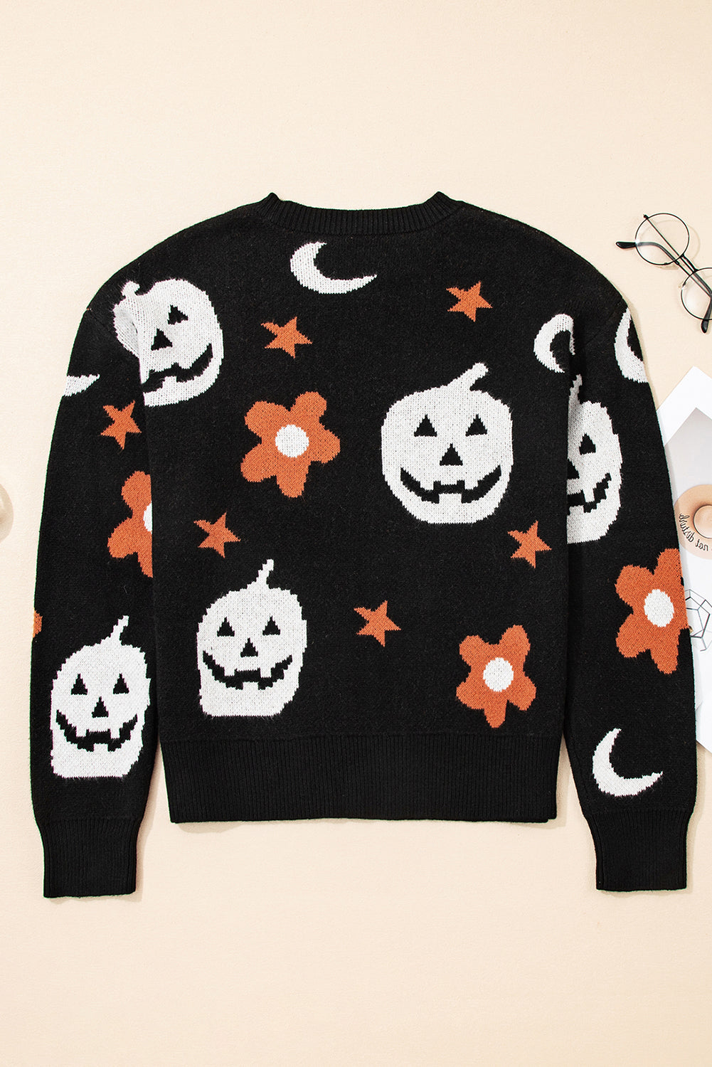 Halloween Pattern Drop Shoulder Sweater