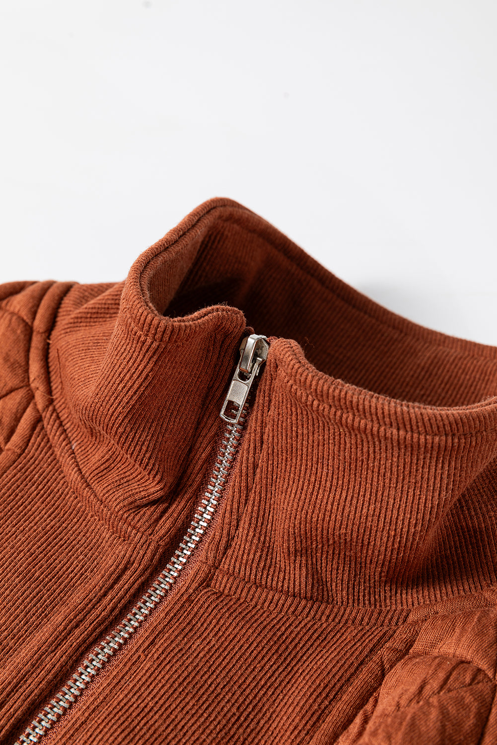 Quilted Half Zipped Loose Sweatshirt