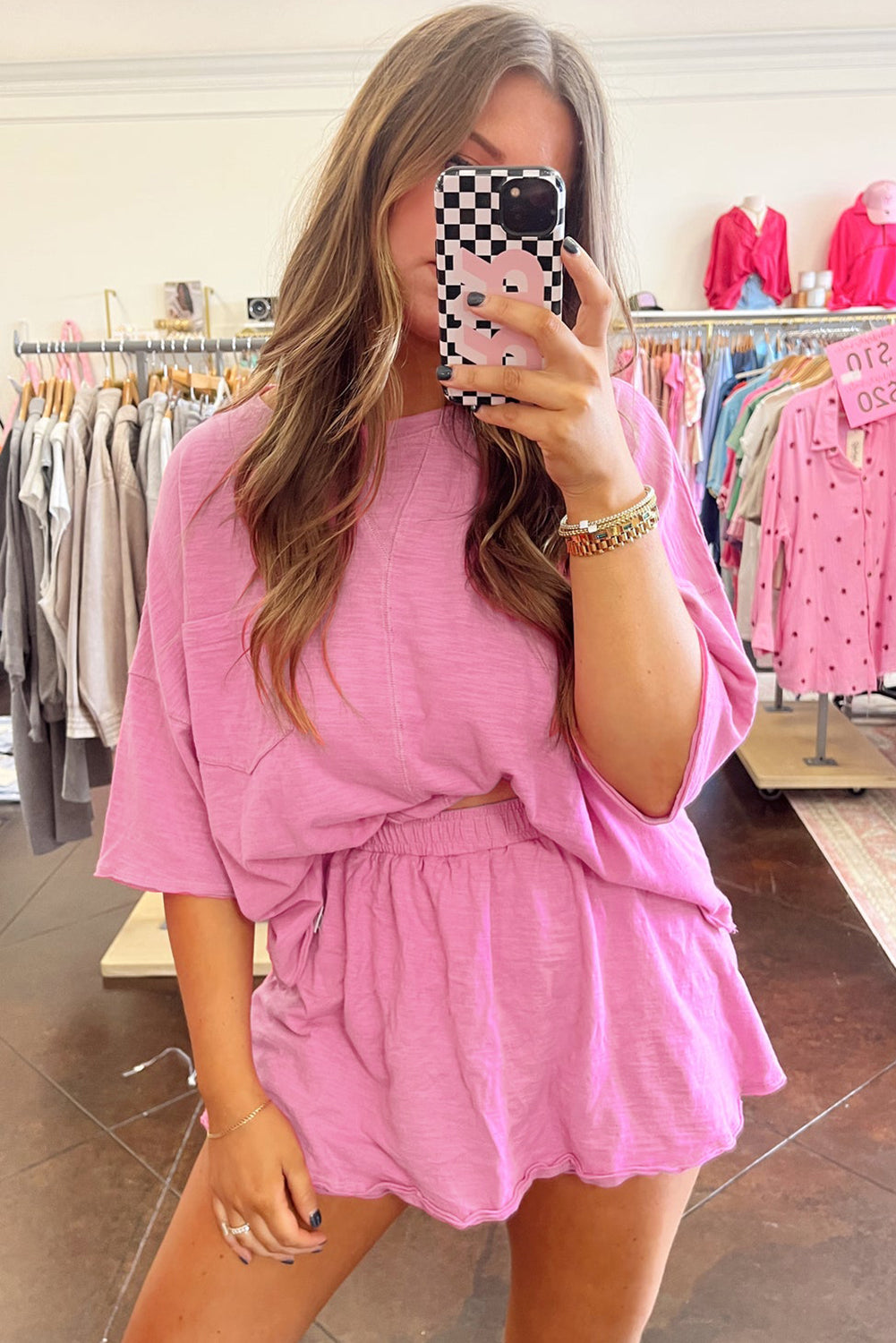 Sachet Pink High Waist Skirt Set