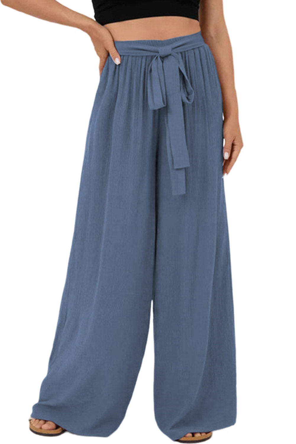 Sail Blue High Waisted Wide Leg Pants