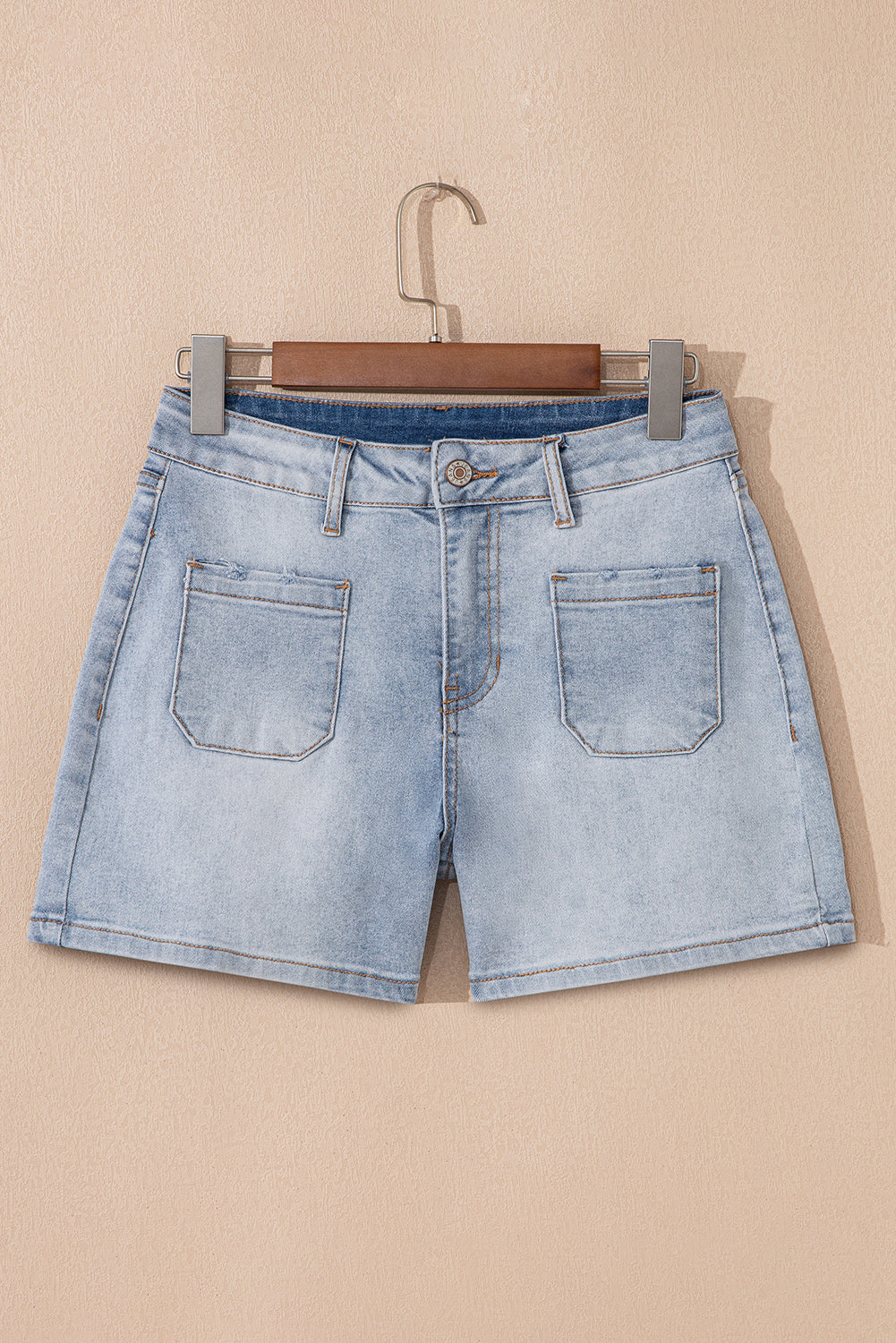 Blue Light Wash High Rise Denim Shorts