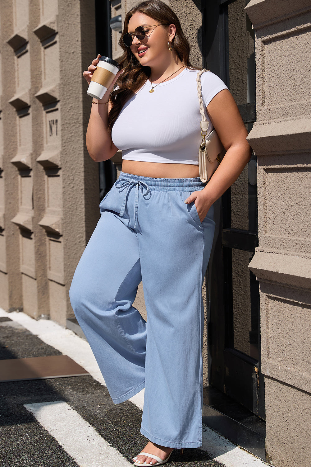 Blue Casual High Waist Loose Jeans