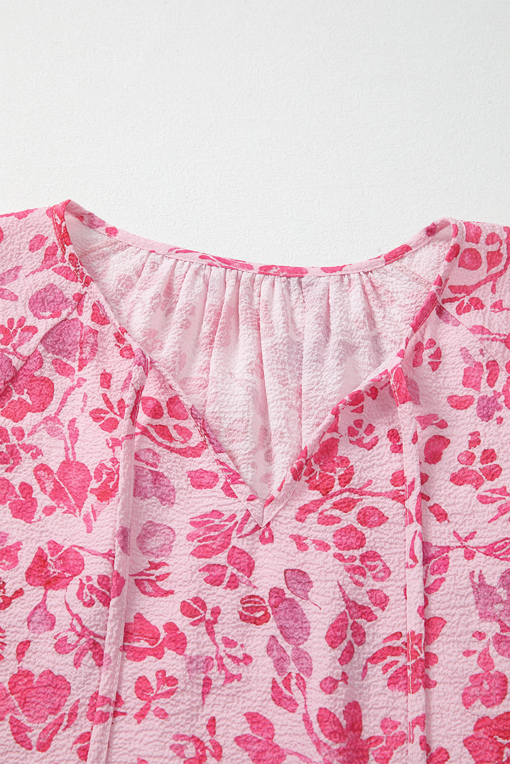Pink Floral Puff Sleeve Blouse