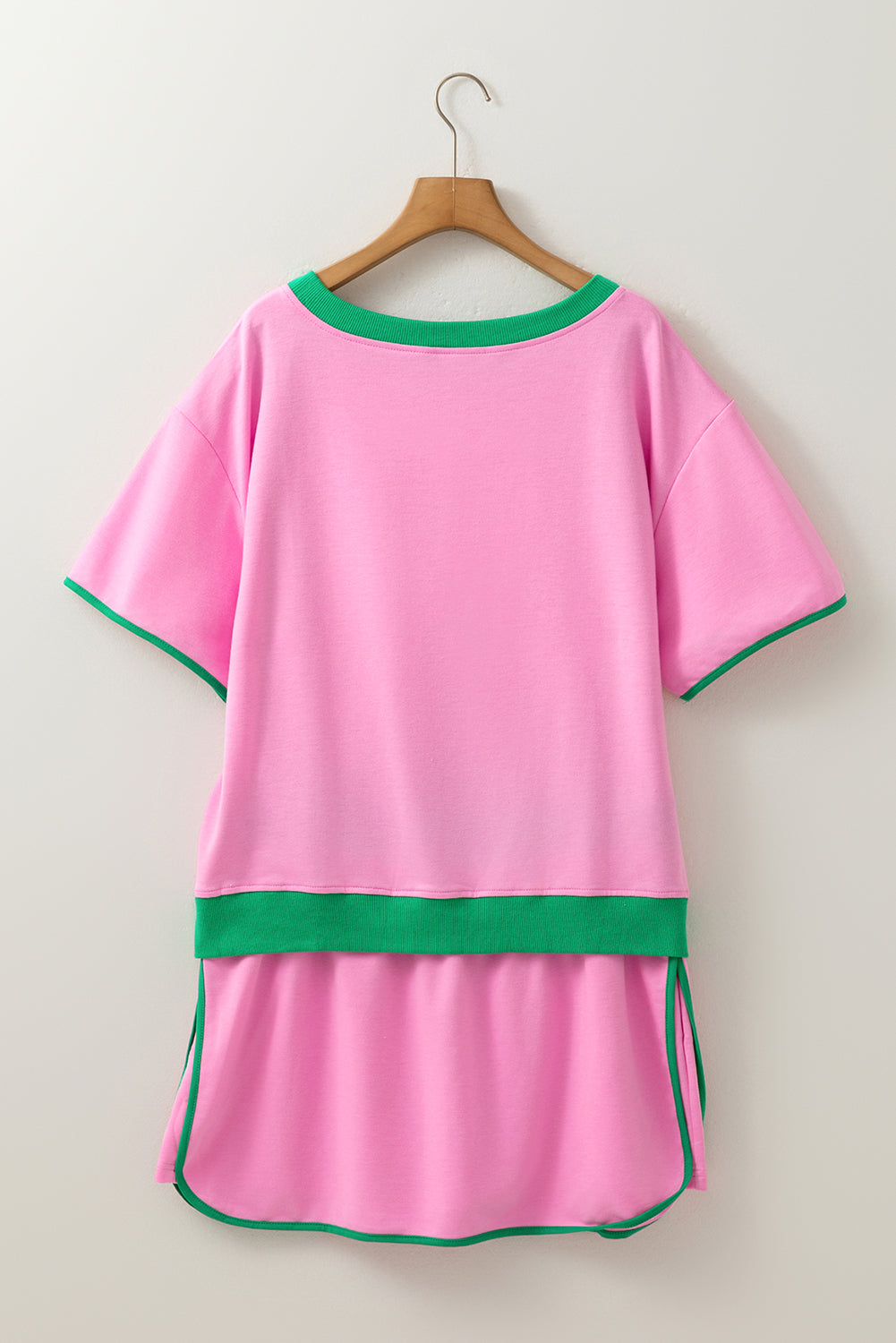 Pink & Green Trim Shirt and Skirt Set