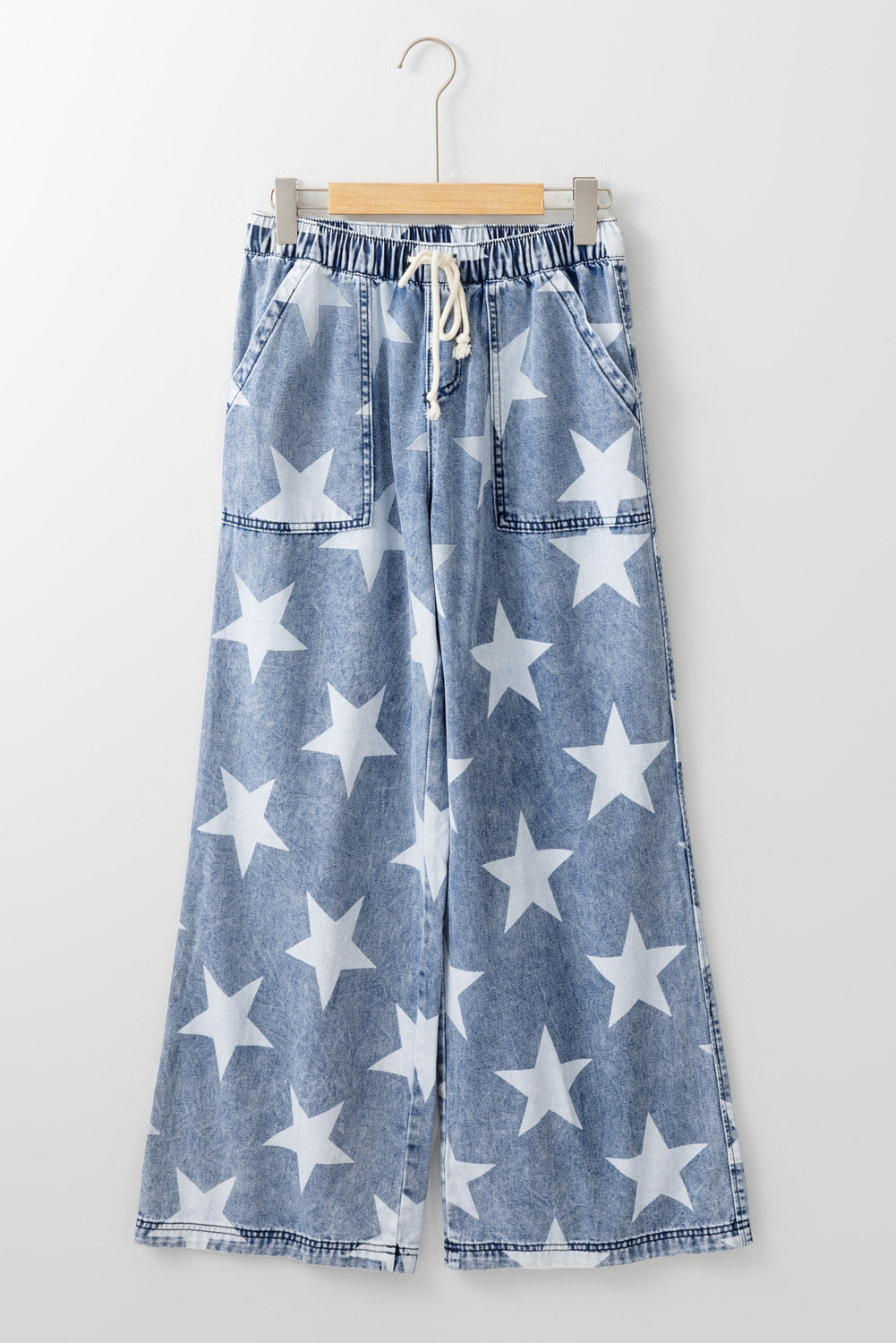Light Blue Star High Waist Wide Leg Jeans