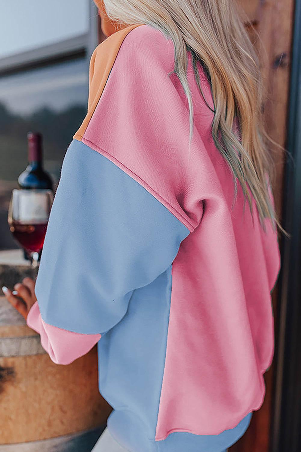 Sky Blue Colorblock Sweatshirt
