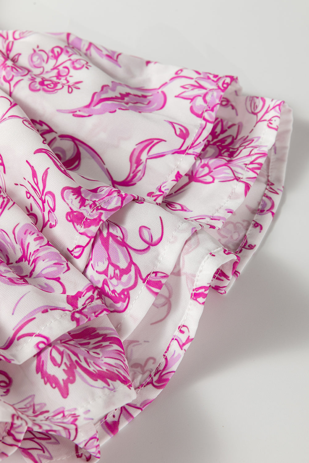 Pink Floral Ruffle Blouse